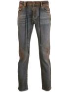 Off-white Stain Effect Skinny-fit Jeans - Blue