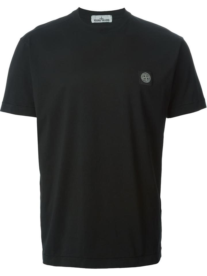 Stone Island Round Neck T-shirt, Men's, Size: Xl, Black, Cotton