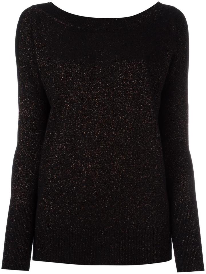 Giada Benincasa - Metallic V-back Knitted Top - Women - Polyamide/polyester/viscose/wool - Xs, Black, Polyamide/polyester/viscose/wool