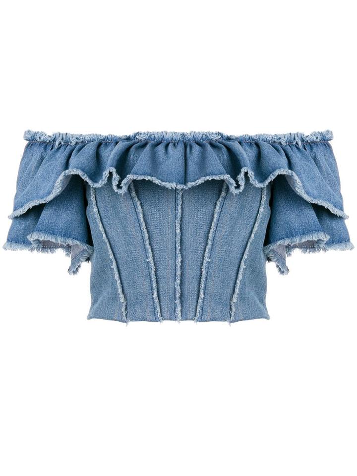 Dolce & Gabbana Off-the-shoulder Denim Top - Blue