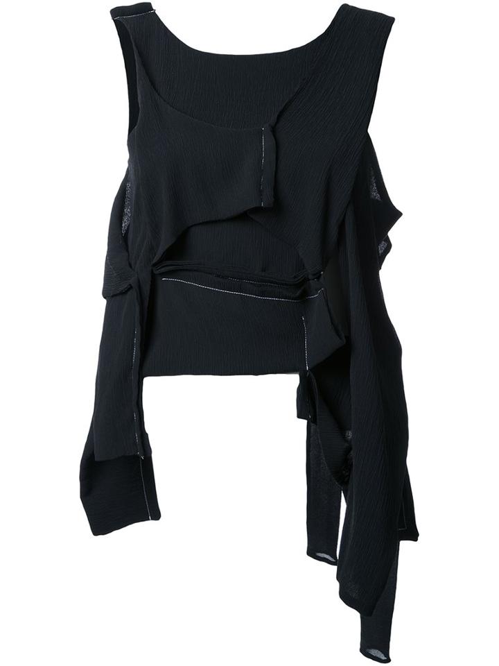 Eckhaus Latta Asymmetric Deconstructed Top, Women's, Black, Silk