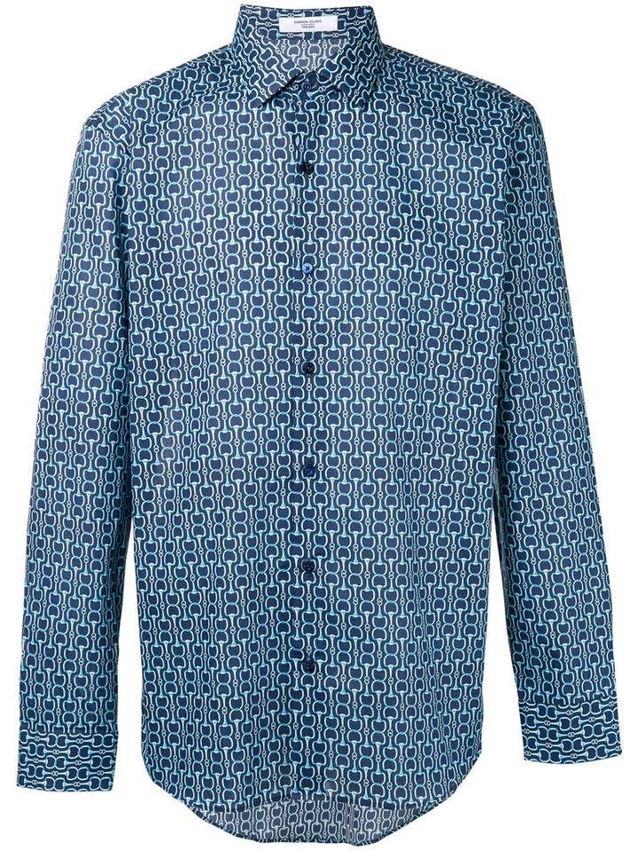 Fashion Clinic Timeless Printed Shirt, Men's, Size: 39, Blue, Cotton
