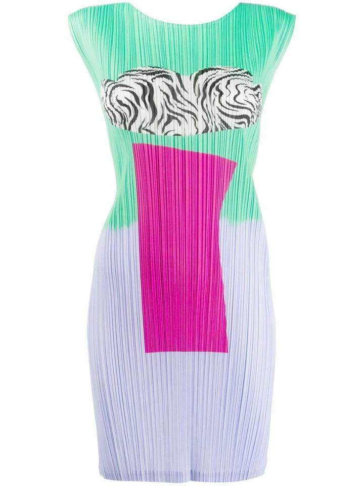 Pleats Please Issey Miyake Print Mix Dress - Green