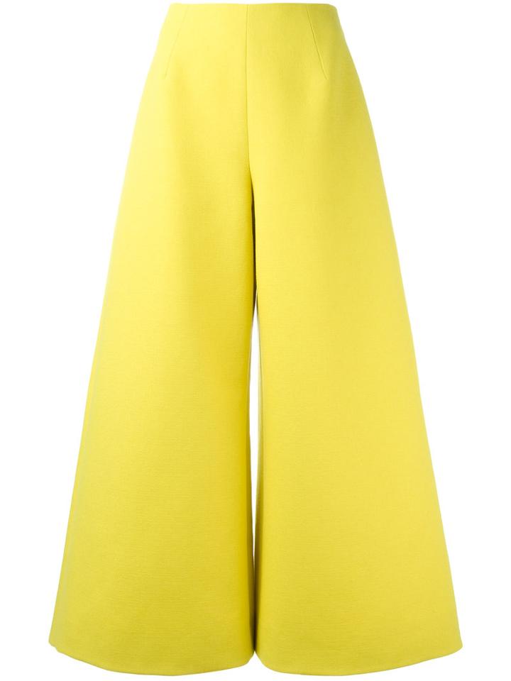 Delpozo Wide Leg Cropped Trousers, Women's, Size: 36, Yellow/orange, Cotton/viscose