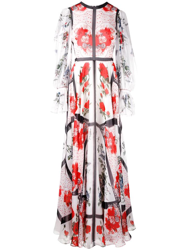 Alexander Mcqueen Floral Gown - White