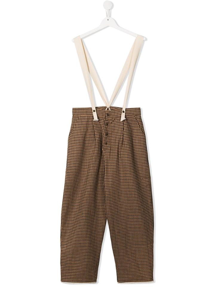 Little Creative Factory Kids Teen Houndstooth Trousers With Suspenders