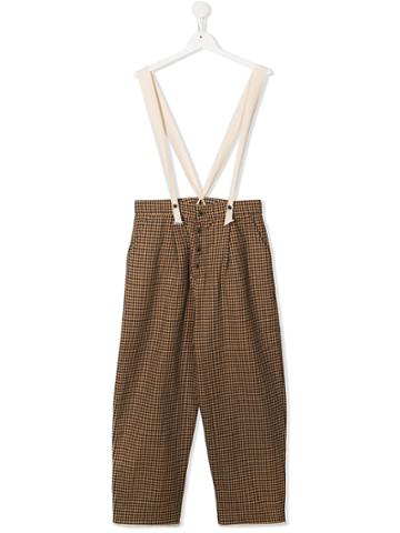 Little Creative Factory Kids Teen Houndstooth Trousers With Suspenders