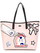 Karl Lagerfeld - Patches Shopping Bag - Women - Calf Leather/pvc - One Size, Pink/purple, Calf Leather/pvc