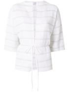 Cruciani Grid Knit Tie Front Cardigan - White