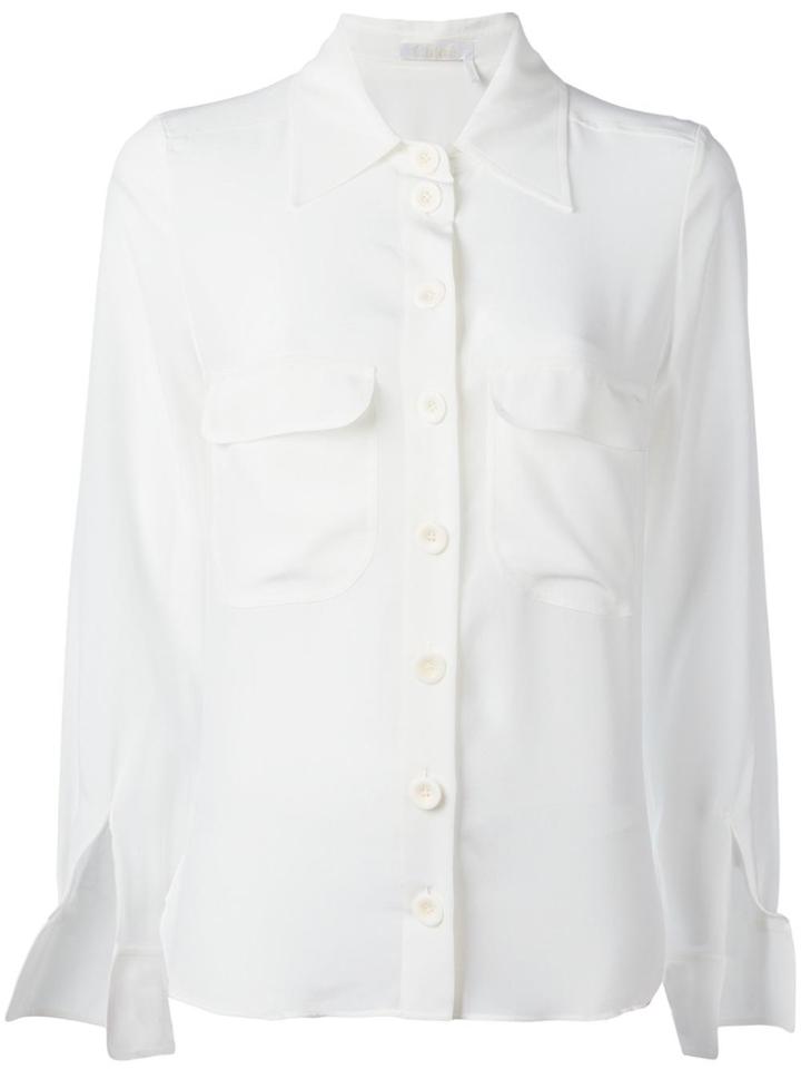 Chloé Cuff Slit Blouse - White