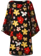 Alice+olivia Floral Print Dress, Women's, Size: Medium, Black, Polyester/spandex/elastane