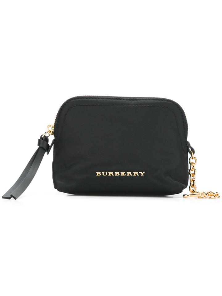 Burberry Logo Plaque Make Up Bag - Black