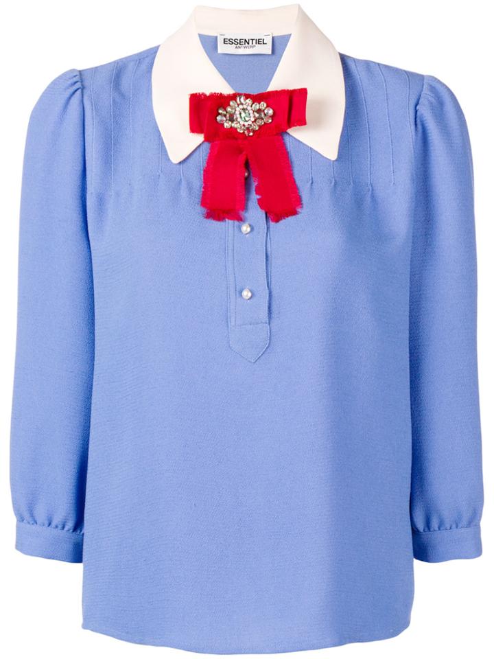 Essentiel Antwerp Papyrus Knitted Polo Top - Blue