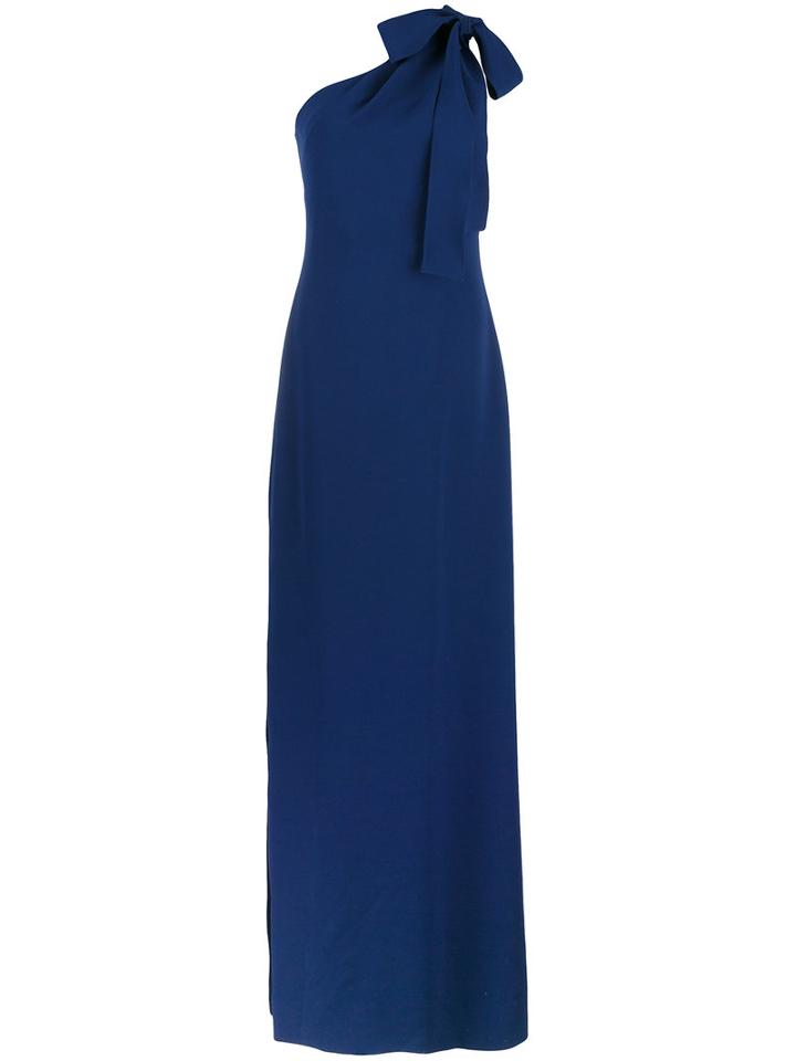 Boutique Moschino - Tied One Shoulder Gown - Women - Polyester/triacetate - 44, Blue, Polyester/triacetate