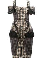 Maison Margiela Backpack Strap Tartan Dress, Women's, Size: 40, Black, Cotton/polyester/polyurethane