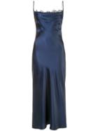 Fleur Du Mal Lace Cowl Neck Slip Dress - Blue