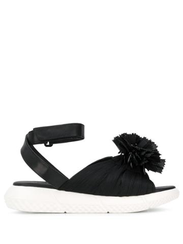 Elena Iachi Zip Embellished Sandals - Black