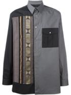 Ports 1961 Striped Appliqué Colour Block Shirt, Men's, Size: 41, Grey, Cotton/silk