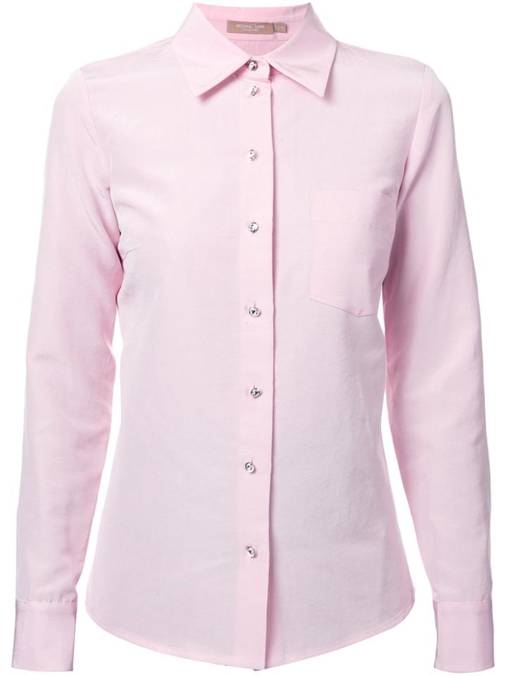 Michael Kors Rhinestone Button Shirt - Pink & Purple