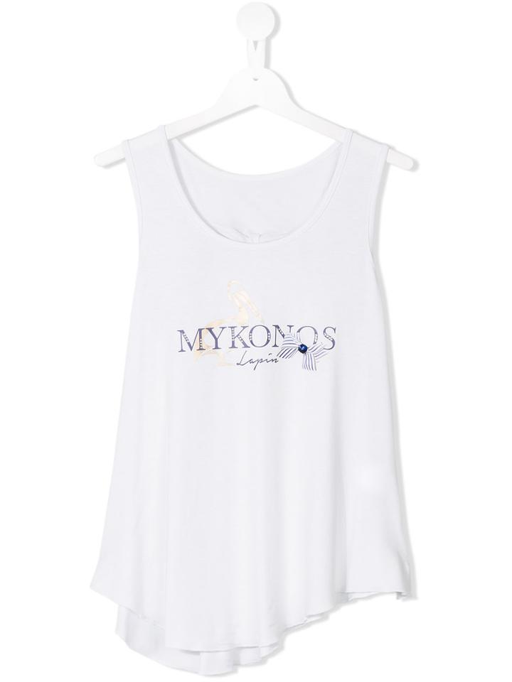 Lapin House Mykonos Print Tank, Girl's, Size: 14 Yrs, White