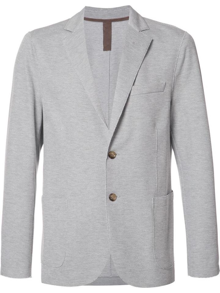 Eleventy Button Up Blazer, Men's, Size: 46, Grey, Cotton/nylon/spandex/elastane