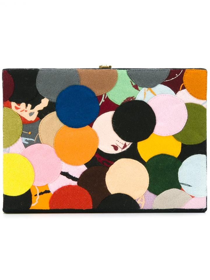 Olympia Le-tan Dotted Felt Patch Book Clutch