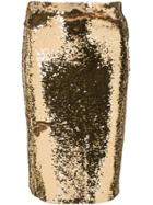 Alice+olivia Ramos Sequinned Fitted Skirt - Gold