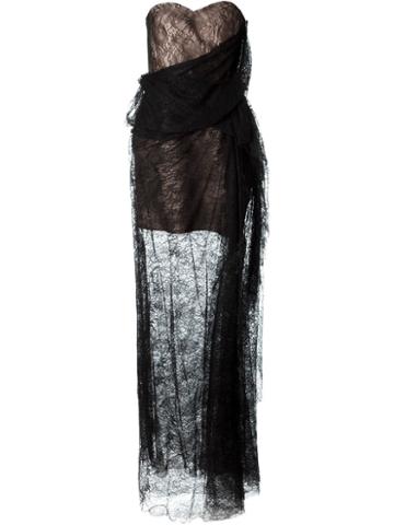 Lanvin Lace Evening Gown, Women's, Size: 40, Black, Polyamide/viscose/silk