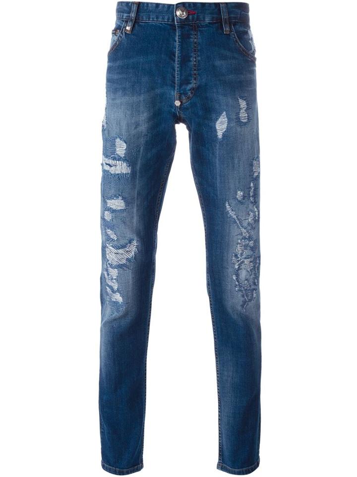 Philipp Plein Tyran Slim-fit Jeans, Men's, Size: 33, Blue, Cotton/spandex/elastane
