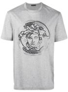 Versace Medusa Embroidered T-shirt, Men's, Size: Medium, Grey, Cotton