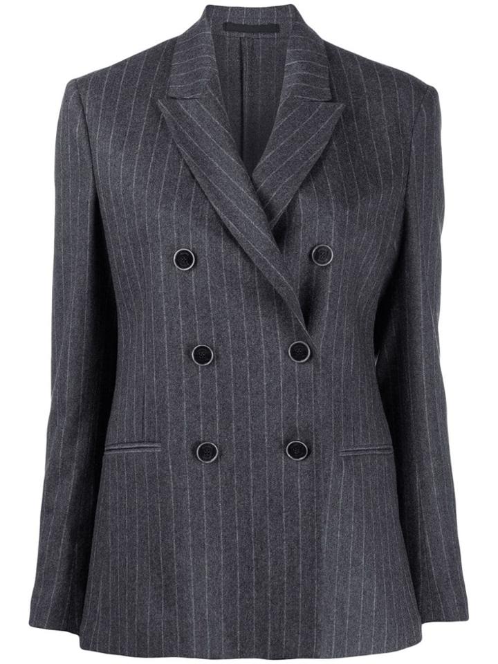 Eleventy Striped Double-breasted Blazer - Grey