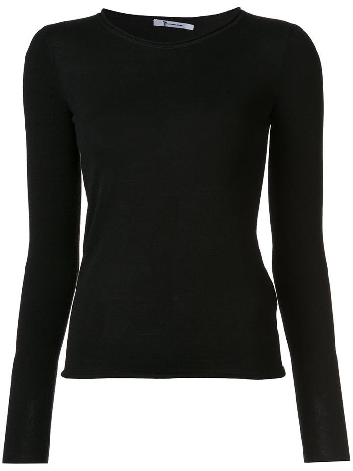 T By Alexander Wang Long Sleeved Knit Top, Women's, Size: Small, Black, Merino