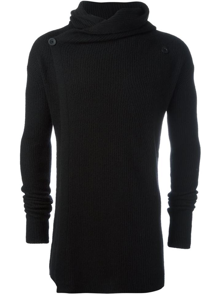 Rick Owens Hooded Cardigan, Men's, Size: Medium, Black, Polyamide/cashmere/wool
