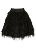 Alice+olivia Cina Feathered Mini Skirt - Black