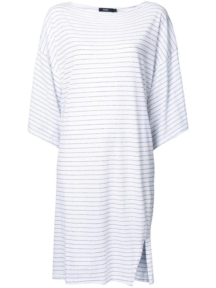 Bassike Striped Wide Sleeves Dress, Women's, Size: 8, White, Organic Cotton