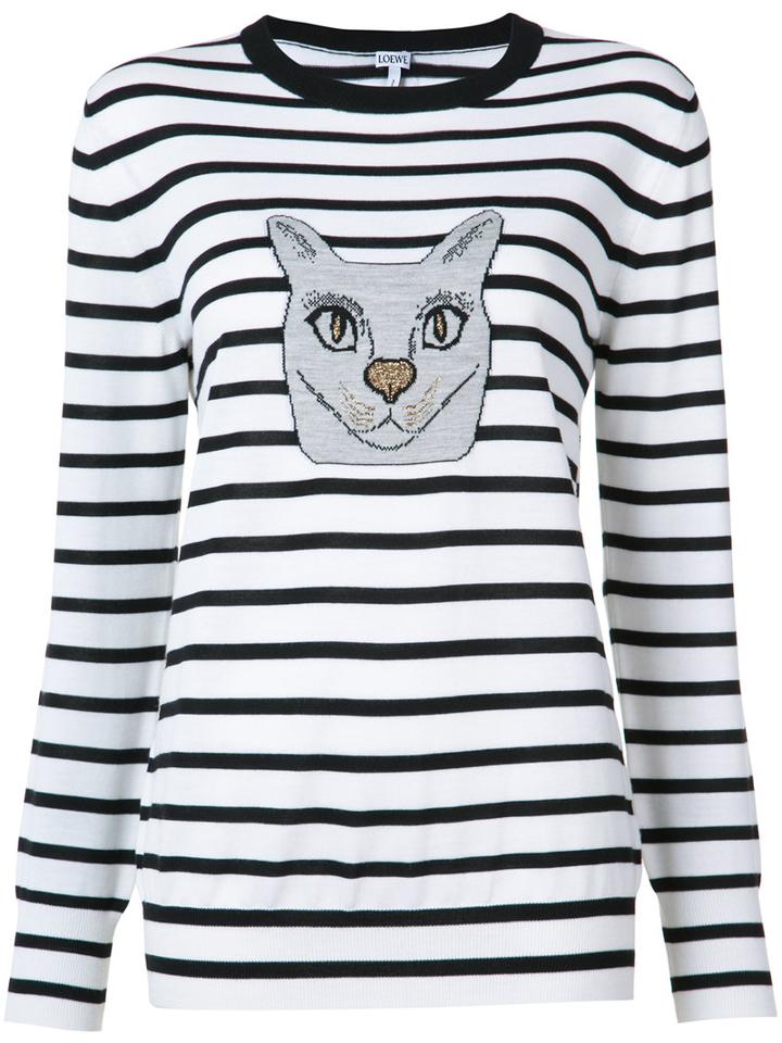 Loewe Cat Stripe Sweater, Women's, Size: Medium, White, Viscose/wool/metallic Fibre