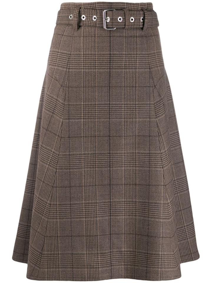 Proenza Schouler Belted Checkered Skirt - Brown