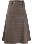 Proenza Schouler Belted Checkered Skirt - Brown