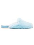 Natasha Zinko Blue Rounded Mink Fur Slip Ons