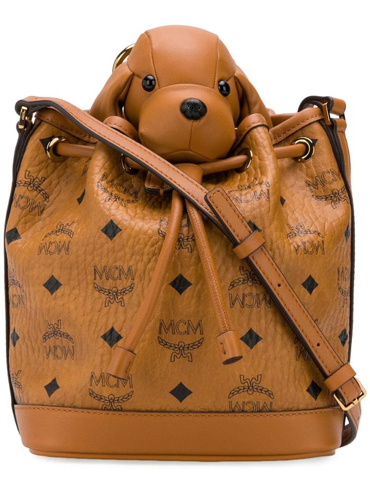 Mcm Dog Bucket Bag - Brown
