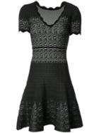 Yigal Azrouel - Snakeskin Effect Flared Dress - Women - Nylon/viscose - 8, Black, Nylon/viscose