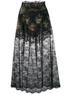 Paco Rabanne Floral Lace Skirt - Black