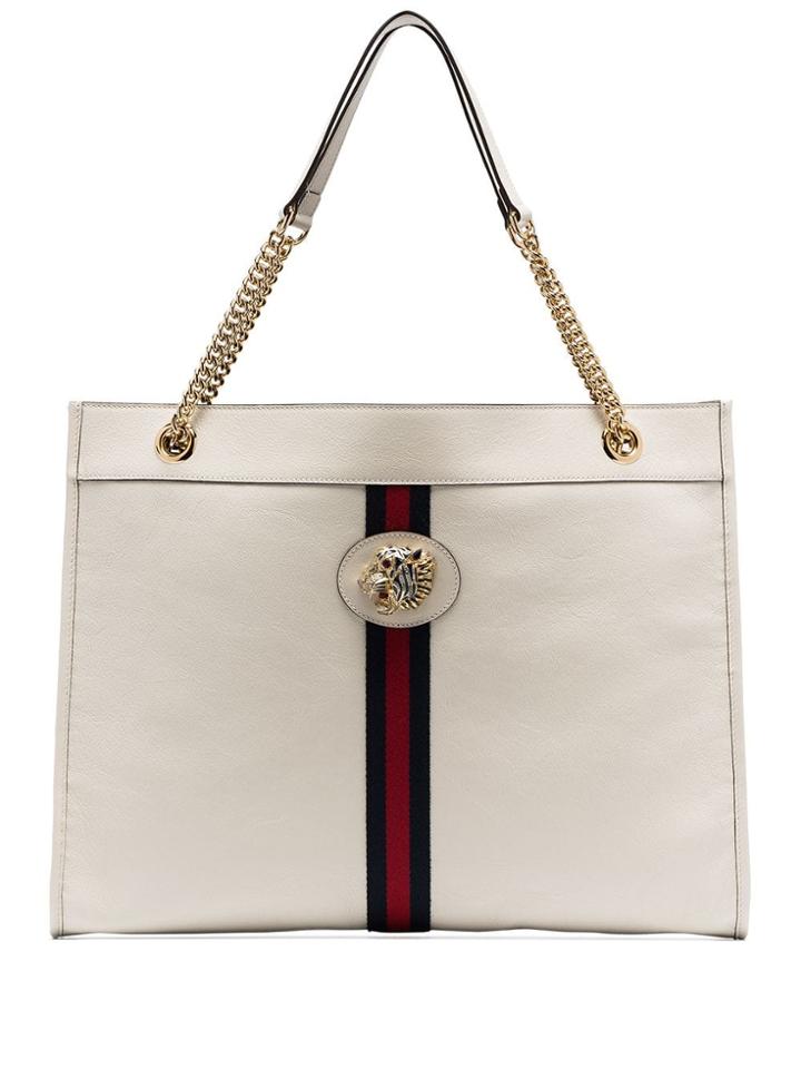 Gucci Off-white Rajah Large Tiger Head Leather Tote Bag - Neutrals