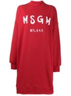 Msgm Logo Jumper Dress - Red