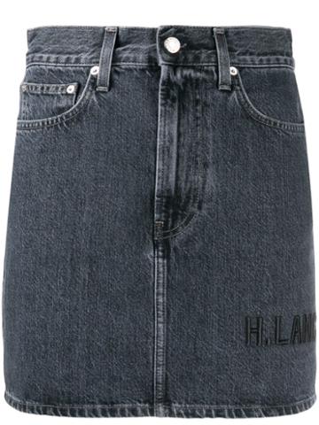 Helmut Lang Embroidered Logo Jean Skirt - Grey
