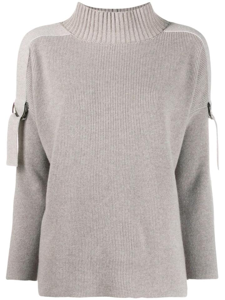 Lorena Antoniazzi High Neck D-ring Jumper - Neutrals