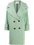 Tela Double-breasted Fitted Coat - Green