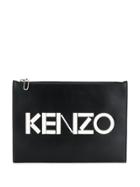 Kenzo Logo Plaque Clutch Bag - Black