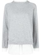 Twin-set Contrast Layer Sweatshirt, Women's, Size: Medium, Grey, Cotton/polyester
