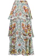 Etro Tiered Floral Skirt - White